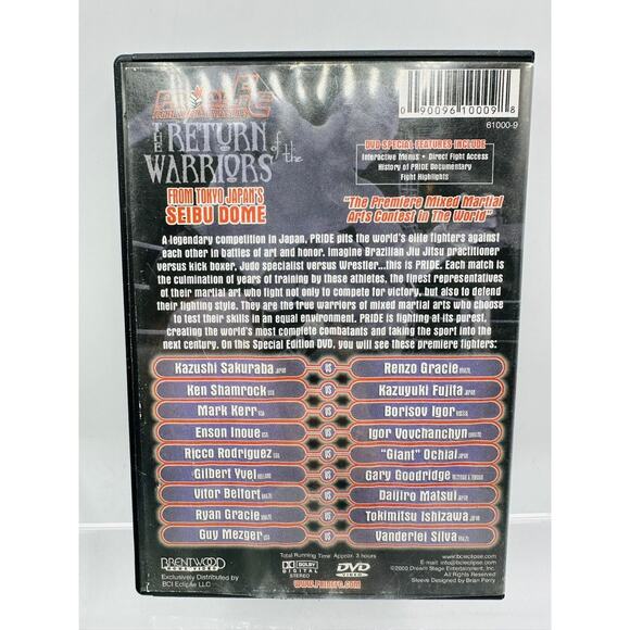 Pride FC The Return of the Warriors DVD 2000 MMA Fighting Championships Rare BCI - Picture 2 of 4